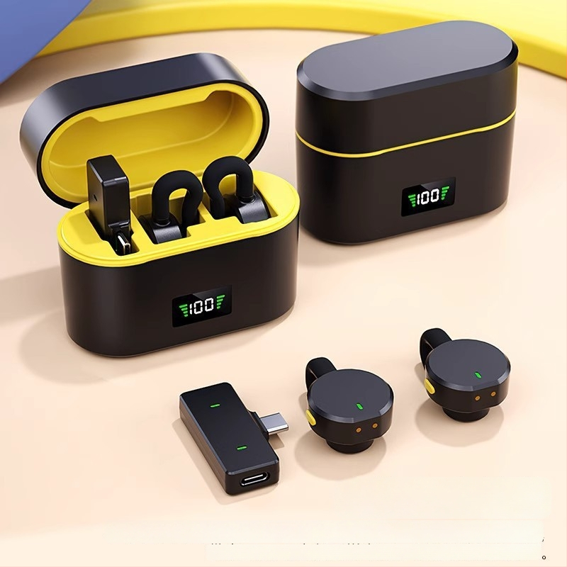 Microfon Lavalier cu clips pentru streaming live, omnidirecțional, interval de frecvențe 40 Hz–20 kHz, baterie încorporată 300–500 mAh, autonomie 3–6 ore