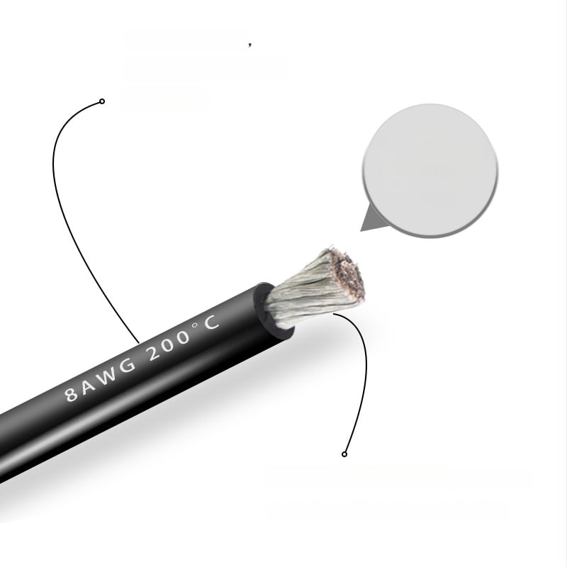 8 AWG мек силиконов проводник за литиеви батерии, дронове и моделни самолети — устойчив на корозия