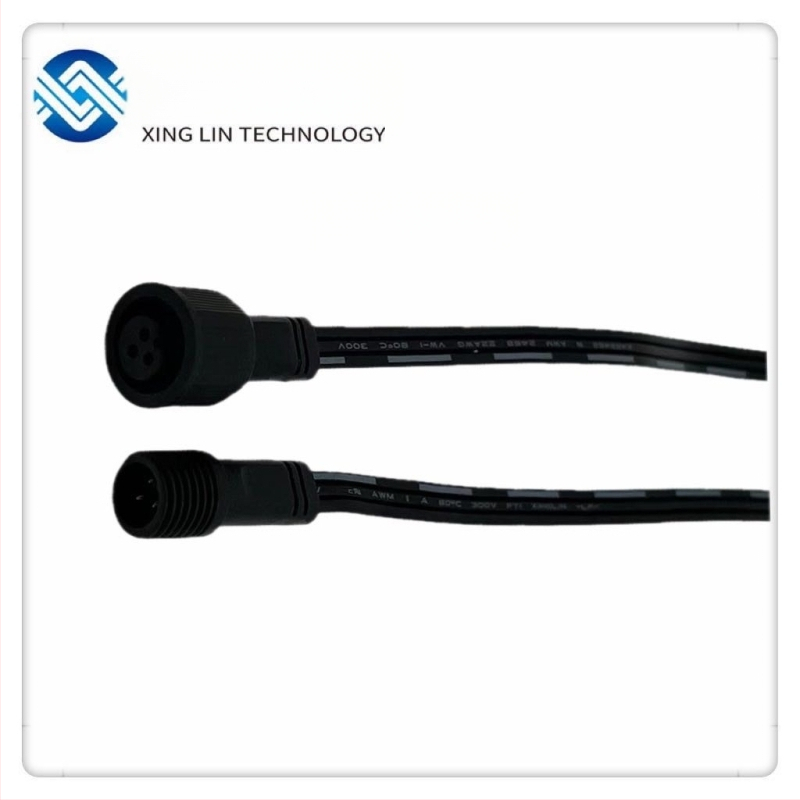 M13 veekindel kaabel tolmukaitsega 3-juhtmelisele lennuki-pistikule jaoks, meessoost ja naissoost pistik, 3A, 300V, vask kontaktid, PVC isolatsioon