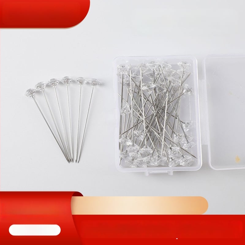 Kézi varráshoz és patchworkhoz gyémánt pozicionáló tűk, gyöngyház fejű rögzítő tűk, ruházati pozicionáló tűk nagykereskedelmi mennyiségben, doboz nélkül