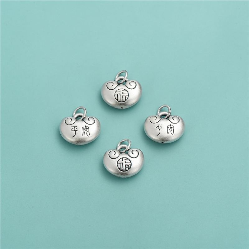 Pandantiv din Argint Pur S999, 3D Lacăt Norocos