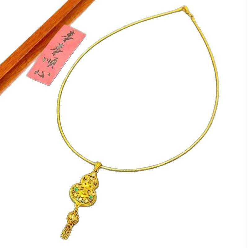 Колие-яка от позлатен месинг; многослоен дизайн; висулка от позлатен месинг; синджир: яка; за жени