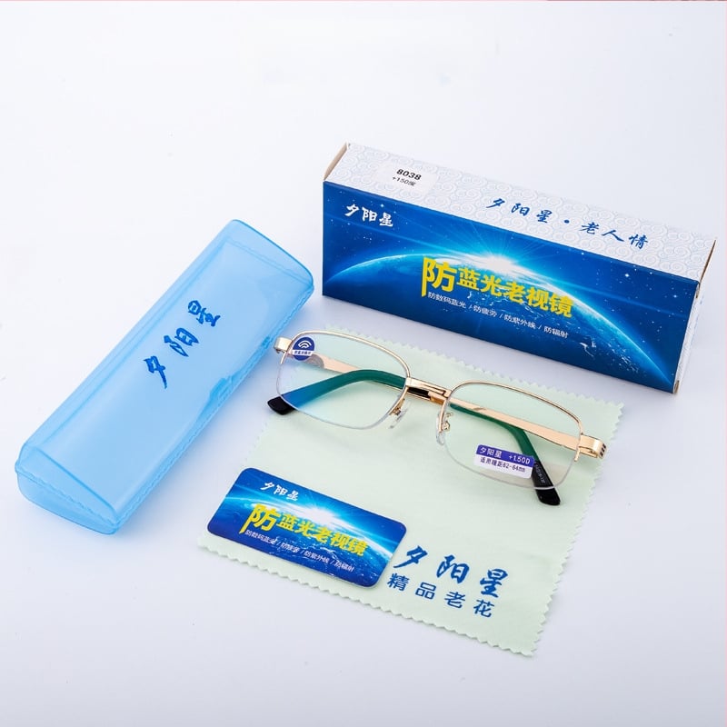 Ochelari presbiopici pentru citit, lentile PC anti-lumină albastră, ramă semi-cadru din metal, pentru bărbați