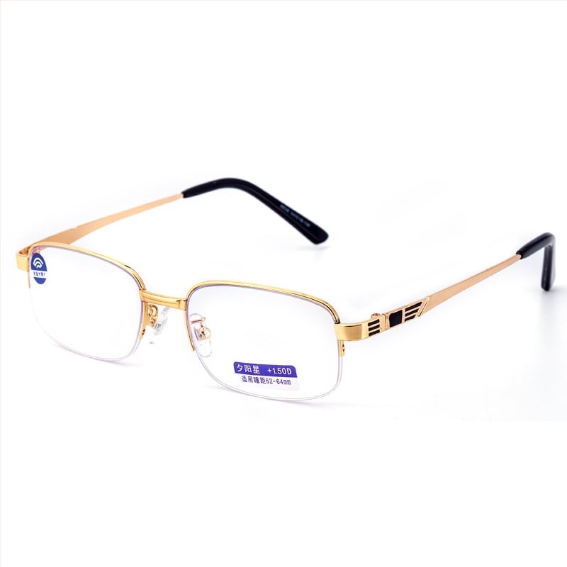 Ochelari presbiopici pentru citit, lentile PC anti-lumină albastră, ramă semi-cadru din metal, pentru bărbați