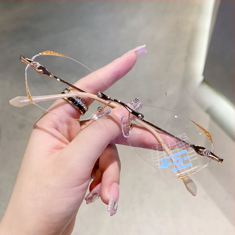 Ochelari de citit cu ramă metalică frameless, lentile PC, anti-lumină albastră, unisex, model 2203