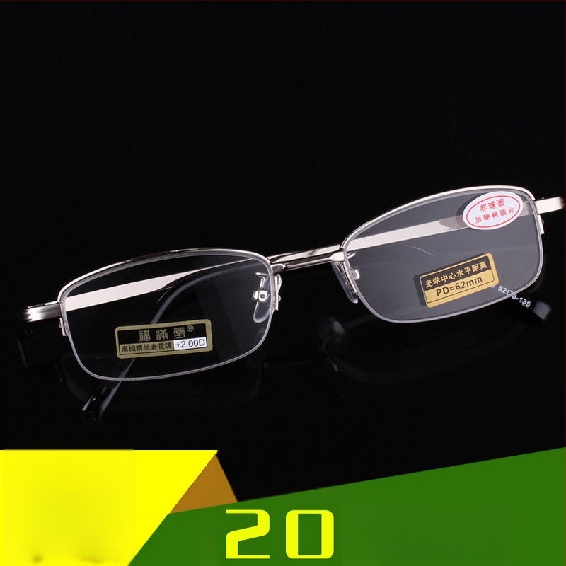 Ochelari de citit unisex, ramă metalică cu jumătate, lentile AC, stil business elegant