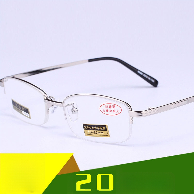 Ochelari de citit unisex, ramă metalică cu jumătate, lentile AC, stil business elegant