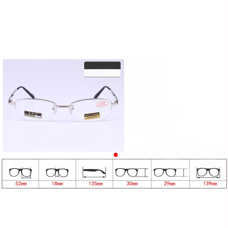 Ochelari de citit unisex, ramă metalică cu jumătate, lentile AC, stil business elegant