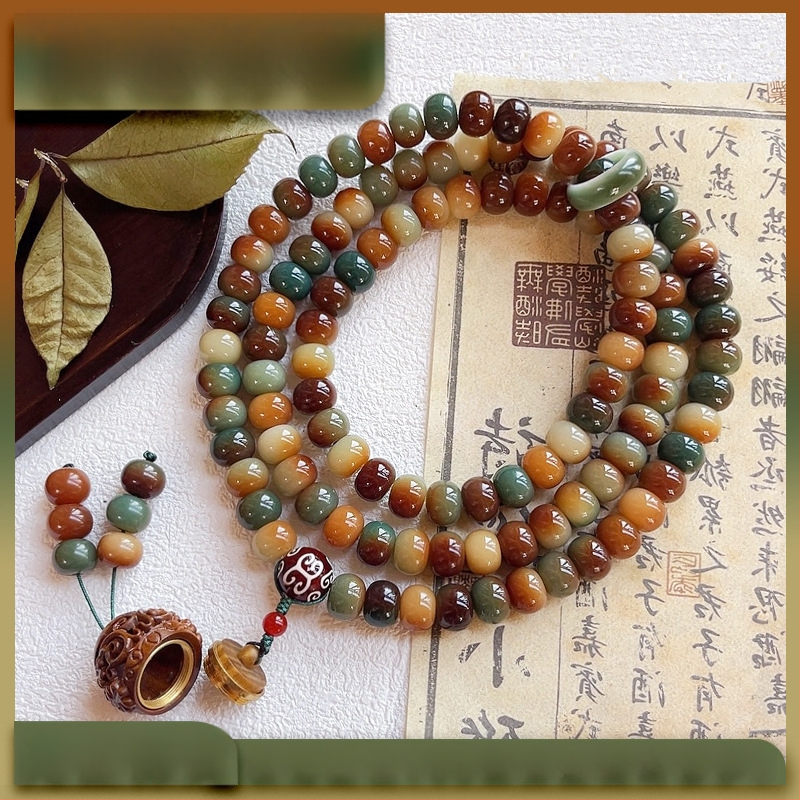 Bodhi narukvica s 108 perli, višestruki omot, Buddha perle za muškarce i žene, stil ogrlice