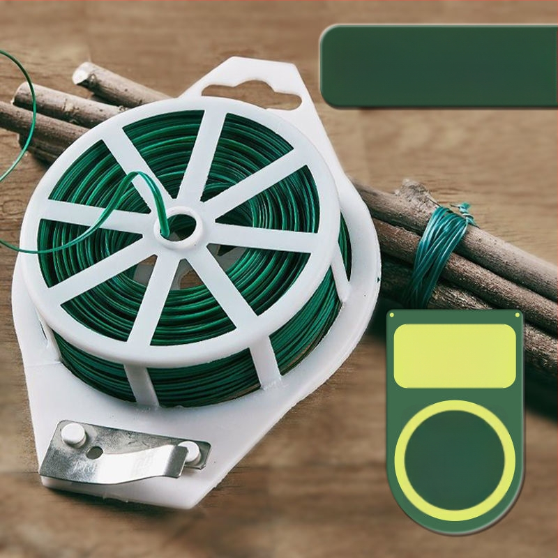 Градински тел за връзване с пластмасово покритие – тричастов комплект за рози, катерещи растения и лози – инструмент за връзване на растения