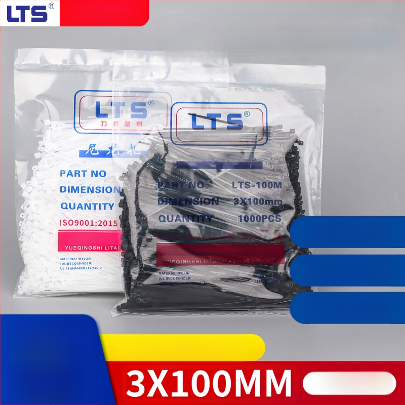 Legături auto-blocante pentru cabluri, PA66, model 3x100 ne-standard, rezistență la foc 0.97