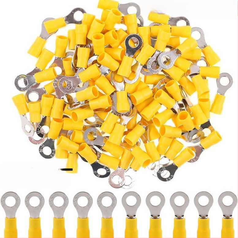 Кримп терминал – 1 полюс, O-тип кръгъл нос за кабел, предварително изолиран меден контакт (Модел CC0100060, Guanxi, за електроуреди)