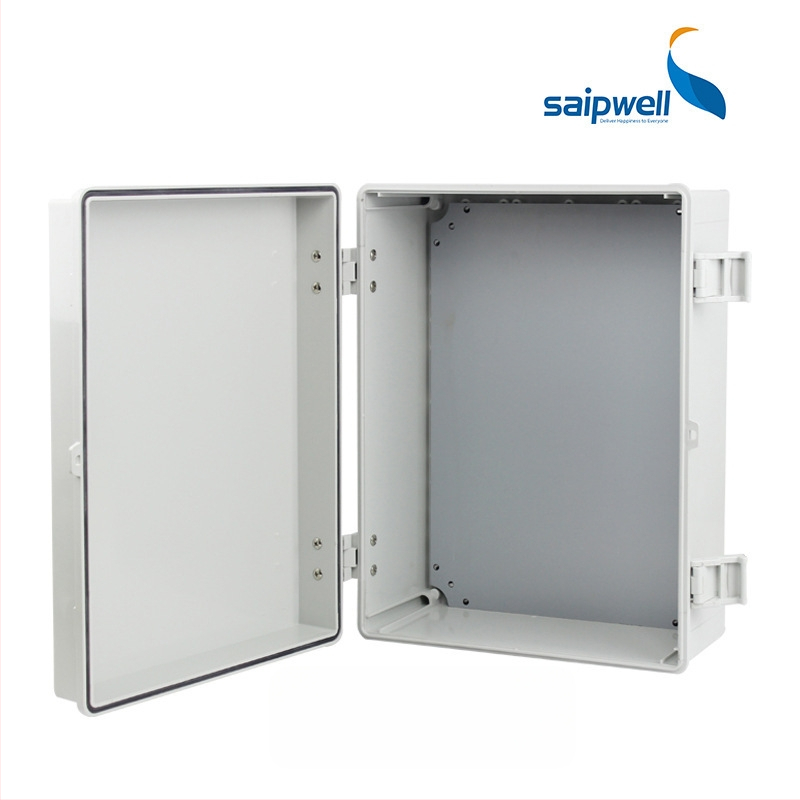 Αδιάβροχο κιβώδιο διακλάδωσης καλωδίων με θήκη μετρητή, τύπος κούμπωμα, με μεντεσέδες, IP66, PC βιομηχανικό πλαστικό, πλάκα 2,5 mm, CE