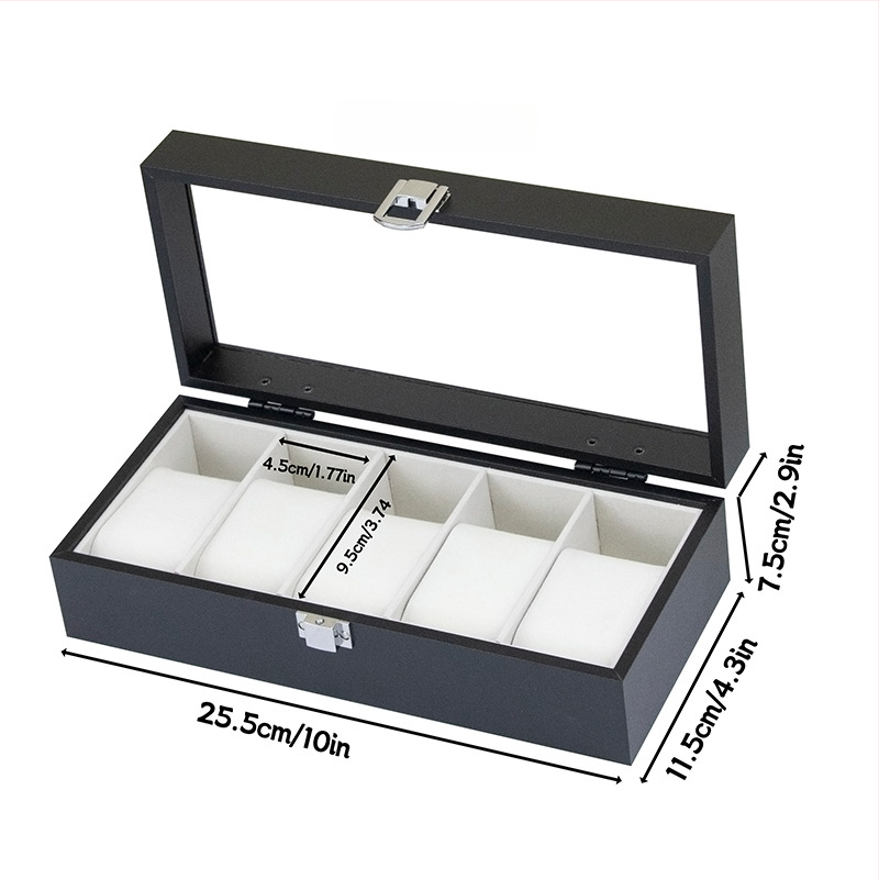 Cutie din lemn pentru ceasuri, 6 compartimente, cu skylight, MDF+PVC, model A135-b-5