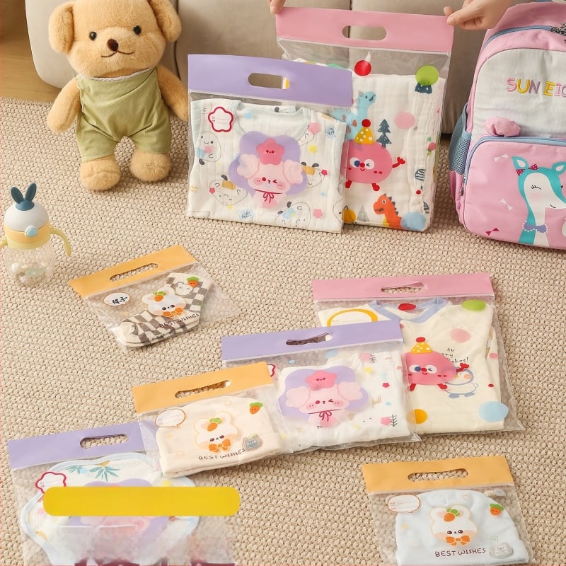 Sac de depozitare pentru haine de grădiniță, model 985, material mătase cu imprimeu floral, capacitate 0-5 L, stil universal, funcție de sigilare