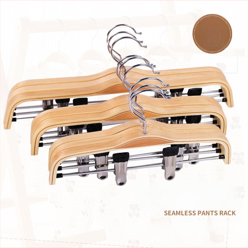 Umerașe din lemn pentru pantaloni cu clipsuri, design modern minimalist (Material: Lemn; Stil: Modern minimalist; Brand: Altul; Fără logo)