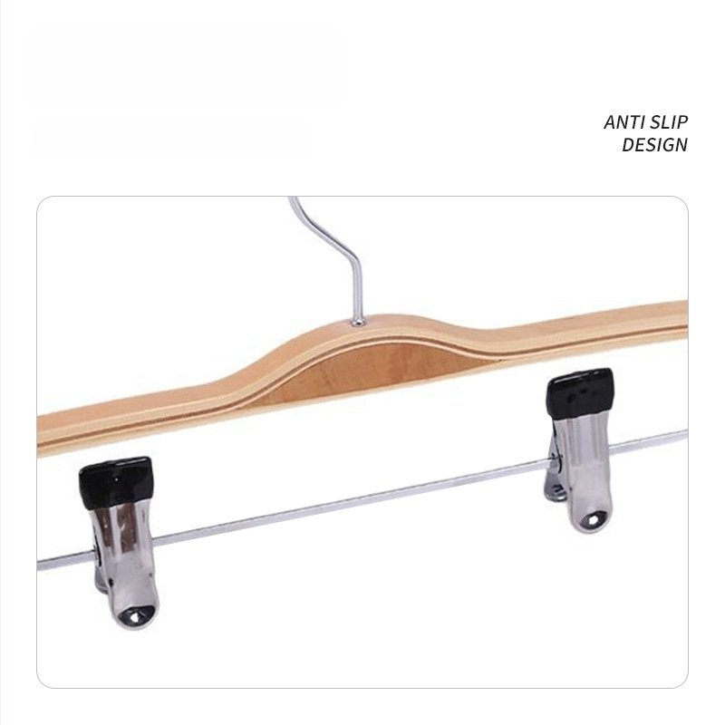 Umerașe din lemn pentru pantaloni cu clipsuri, design modern minimalist (Material: Lemn; Stil: Modern minimalist; Brand: Altul; Fără logo)