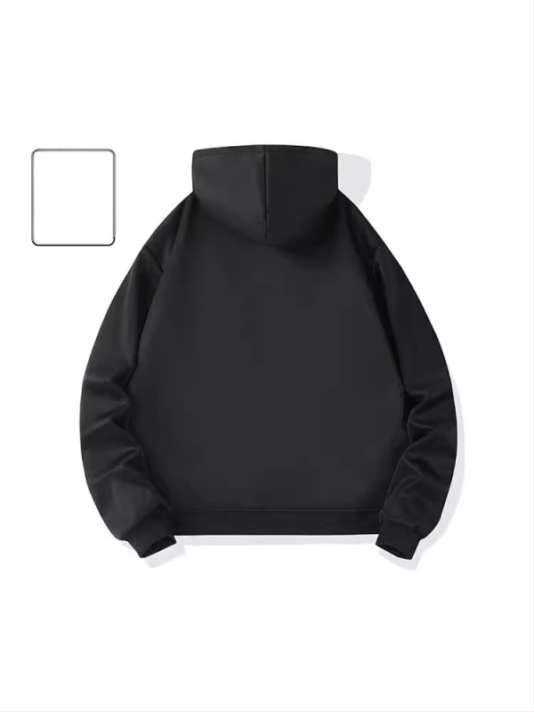 Пуловер с качулка, USB отопление, полиестер флис (Зимна версия 2024; Полиестер 91–95%; Флис; У-образно деколте; Дълги ръкави)