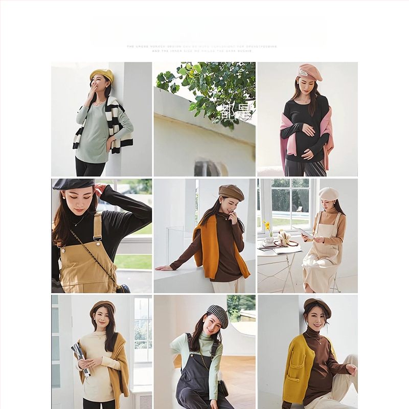 Nėščiųjų pagrindinis topas – pavasaris-rudenis 2025, siauras kirpimas, ilgos rankovės, poliesterio ir spandekso mišinys, 90–95% poliesterio