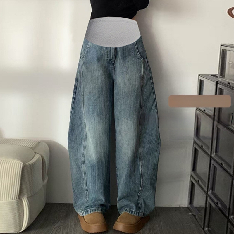 Hua Le τζιν μητρότητας από ντένιμ με στήριξη κοιλιάς, ελεύθερο κόψιμο, βαμβακερό ντένιμ