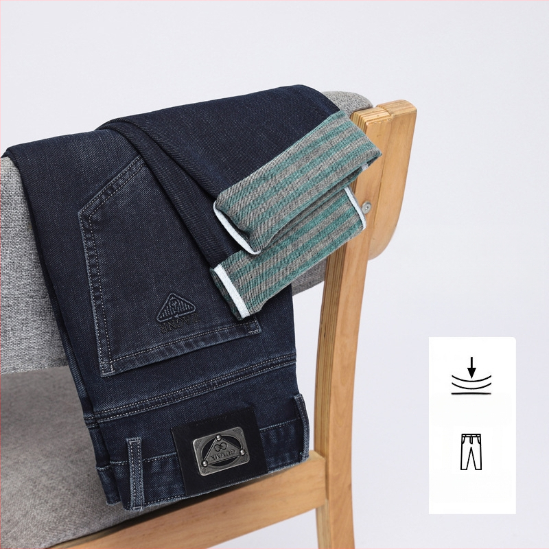 Дънки деним със стреч, straight кройка, за мъже, средна талия, цип за закопчаване