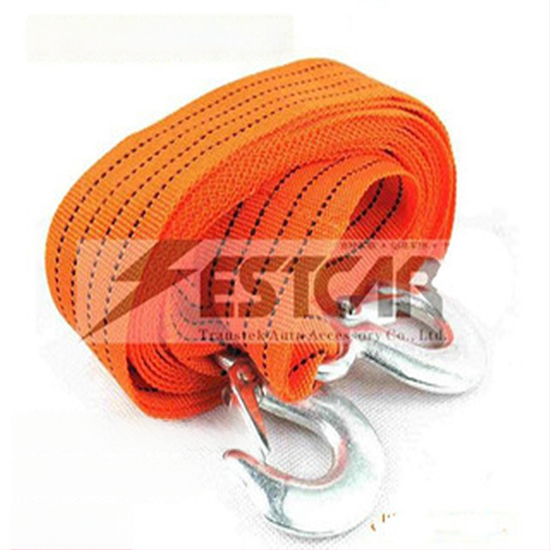 Autó vontató kötél nagy horoggal (BOASE, 3 t teherbírás, polipropilén sík kötél)