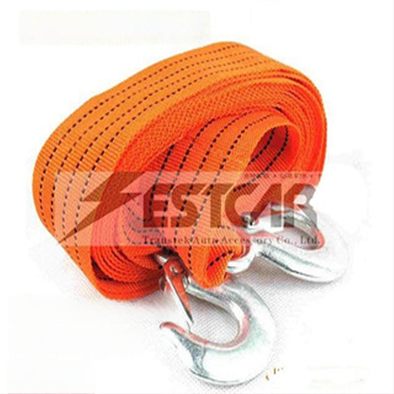 Autó vontató kötél nagy horoggal (BOASE, 3 t teherbírás, polipropilén sík kötél)