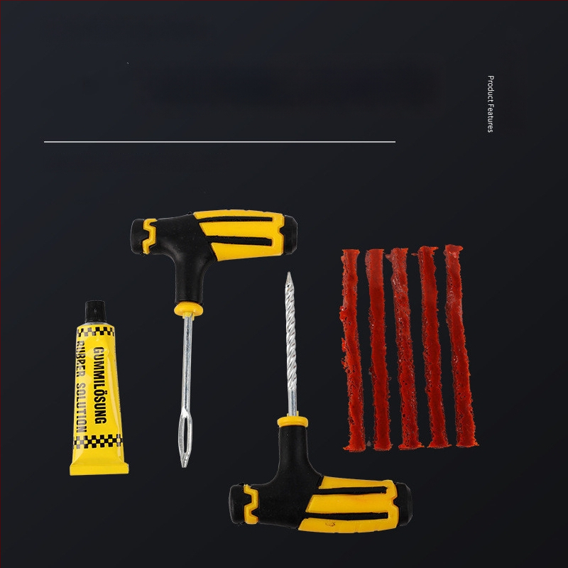 Gumi javító készlet autókhoz, motorkerékpárokhoz és elektromos kerékpárokhoz tubeless javításhoz, gyorsan kötő ragasztó folyadékkal