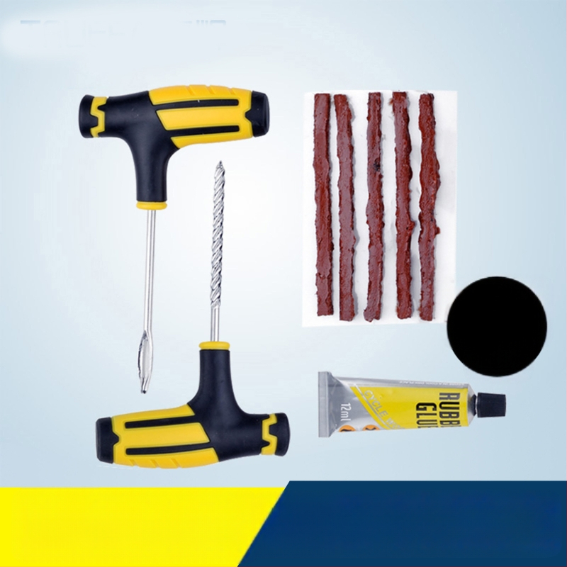 Gumi javító készlet autókhoz, motorkerékpárokhoz és elektromos kerékpárokhoz tubeless javításhoz, gyorsan kötő ragasztó folyadékkal