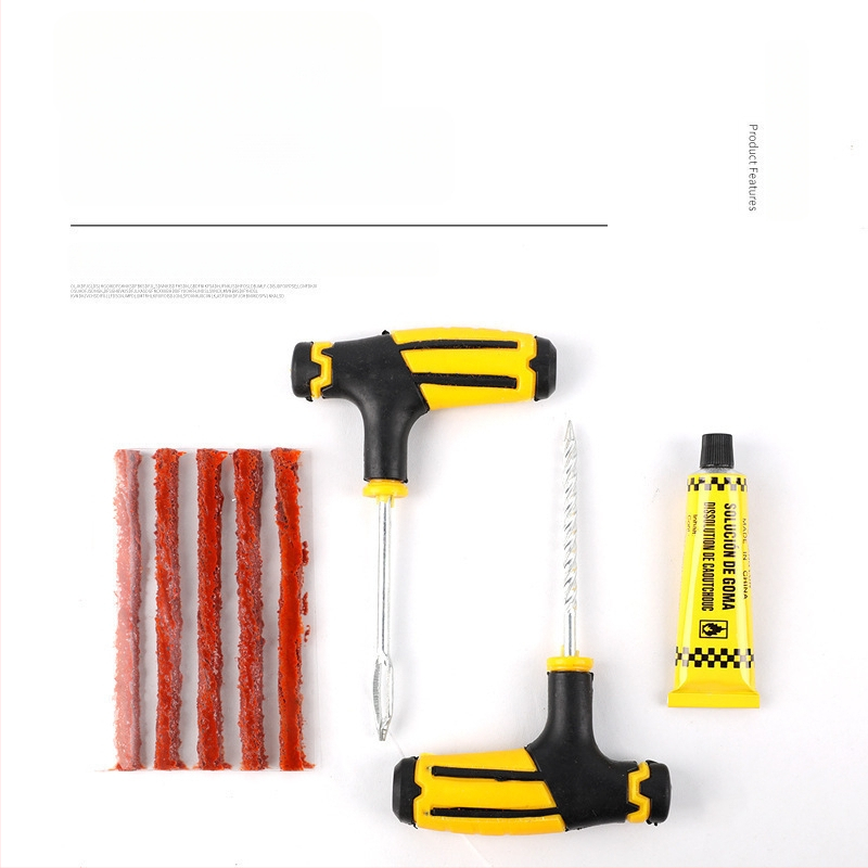 Gumi javító készlet autókhoz, motorkerékpárokhoz és elektromos kerékpárokhoz tubeless javításhoz, gyorsan kötő ragasztó folyadékkal