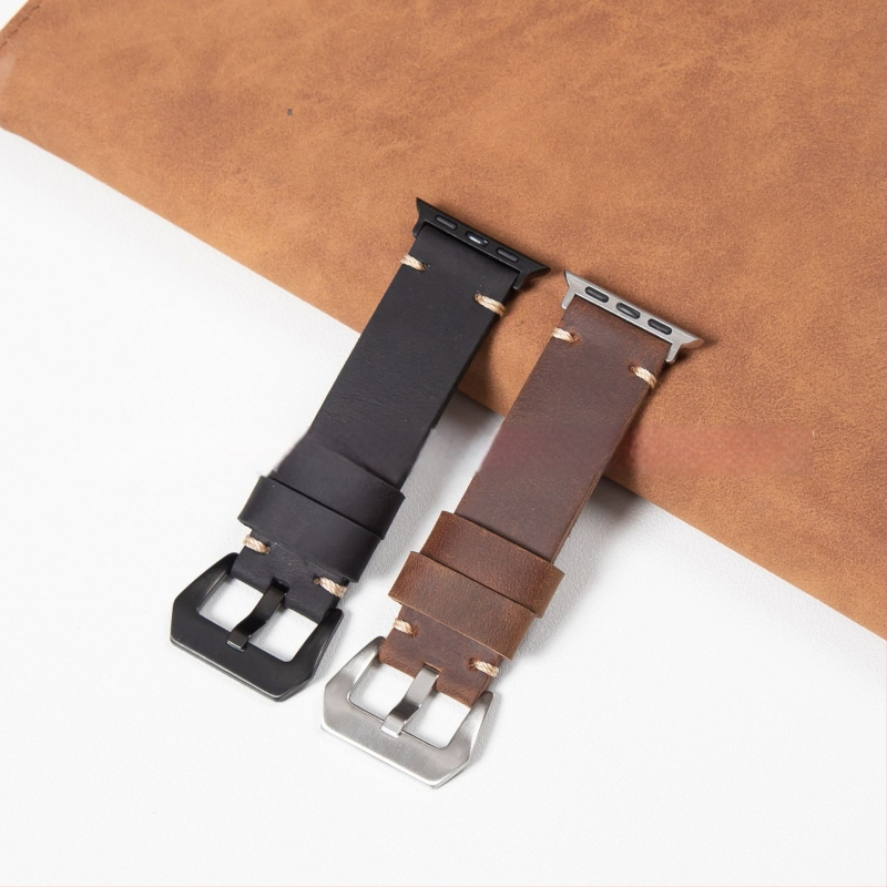 Apple išmanus odinis laikrodžio dirželis, natūralios odos, prekė Jiajia fengfan, Crazy Horse retro stilius, Hepburn stilius, literatūrinis retro, 2025 m. pavasaris