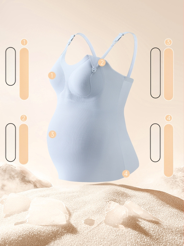 Dojenja top s trakama za trudnoću i postpartum, smjesa najlona i poliestera, geometrijski uzorak, nabrkasta tekstura, proljeće/ljeto 2025