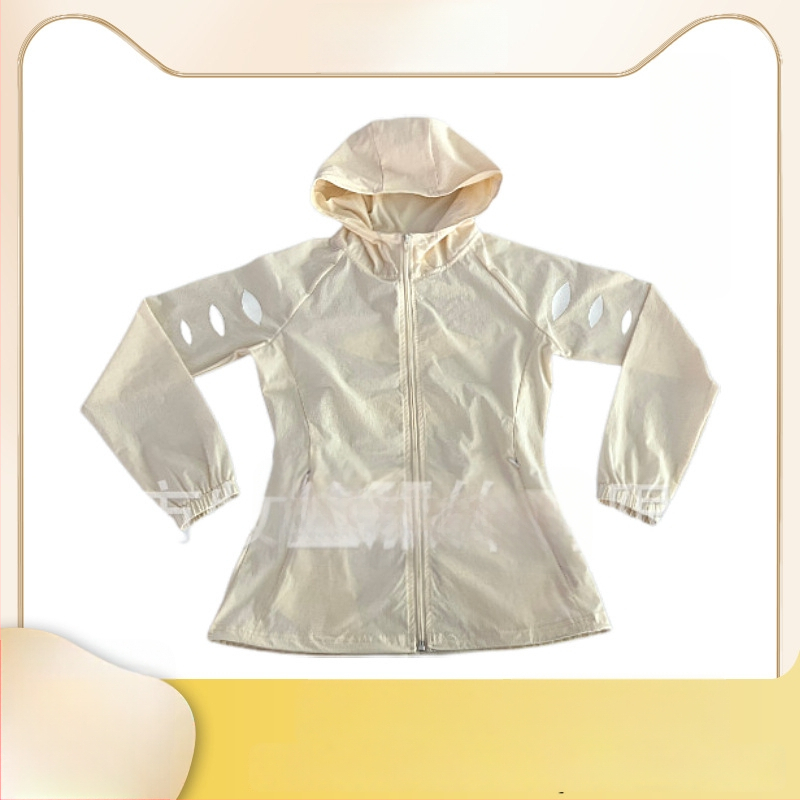 Egyedi gyártású UPF50+ napvédő ruházat, kapucnival, Ice Silk légáteresztő anyagból, cipzárral, oldalzsebekkel, nyári sportos öltözet