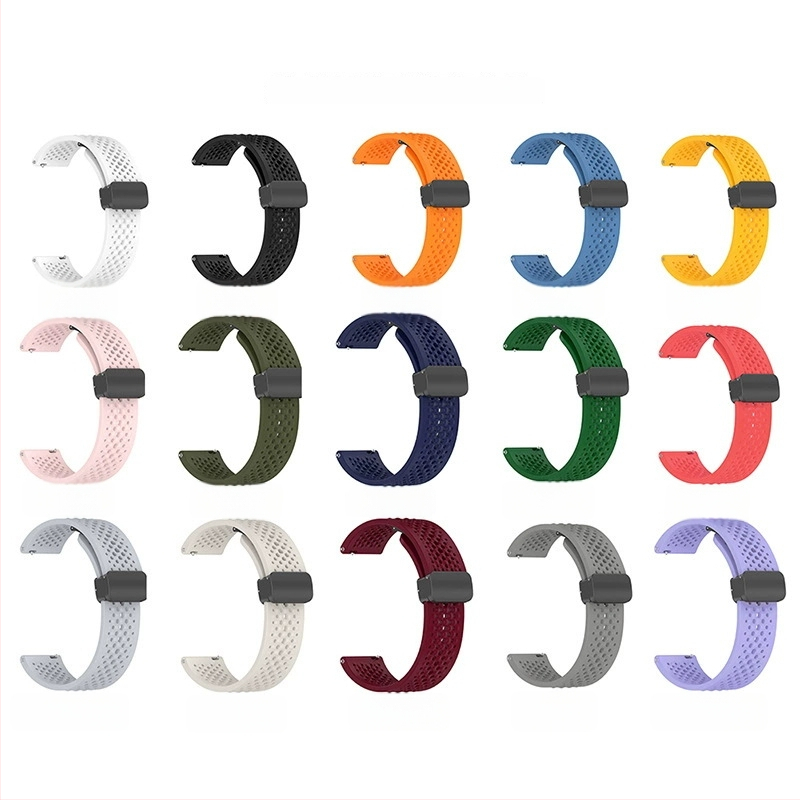 Xiaomi Watch S4 Sporthoz szilikon szíj mágneses csattal, légzőnyílásokkal, hajtogatható, 22 mm szélességű