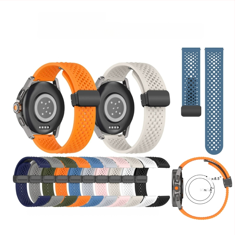 Xiaomi Watch S4 Sporthoz szilikon szíj mágneses csattal, légzőnyílásokkal, hajtogatható, 22 mm szélességű