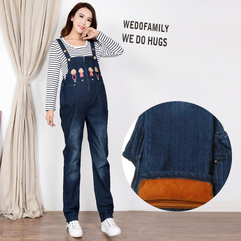 Traper hlače za trudnice s tregerima za potporu trbuha — pamuk 90%, spandex <30%, srednja debljina, slobodan kroj, duljina hlača