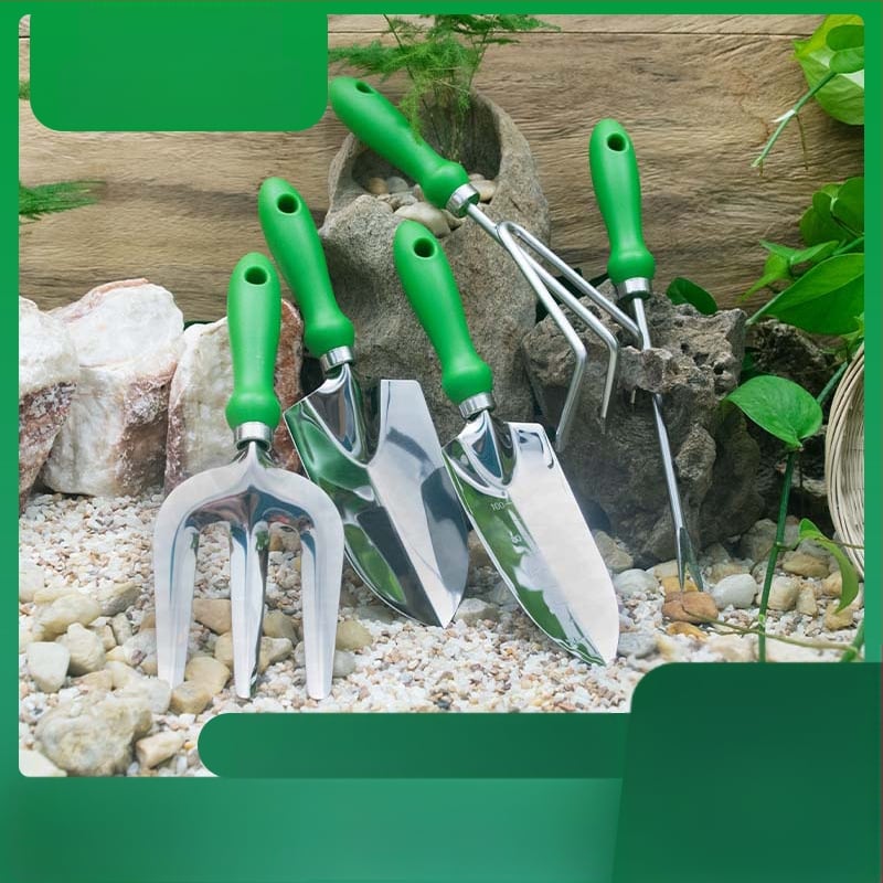Комплект градински инструменти от неръждаема стомана, 5 части | PP + неръждаема стомана + Oxford плат | за градина и плаж
