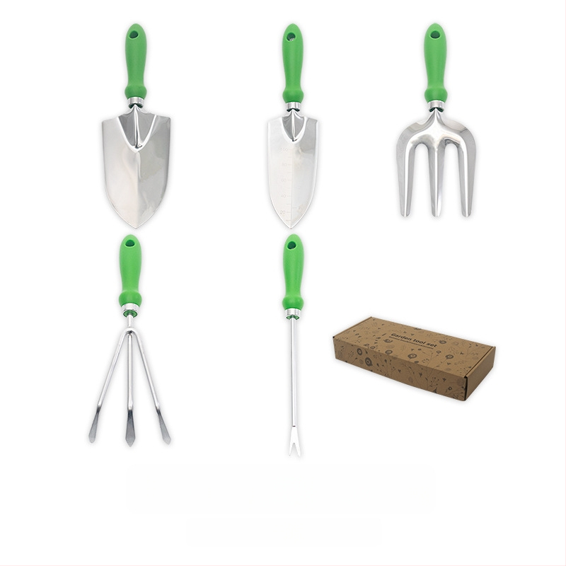 Комплект градински инструменти от неръждаема стомана, 5 части | PP + неръждаема стомана + Oxford плат | за градина и плаж