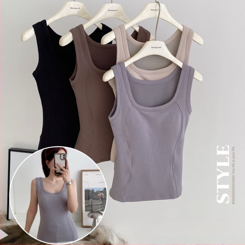 Moteriška termo liemenė su krūtinės pagalvė, dviejų sluoksnių poliesteris, velveto įdėklas, U formos kaklas, be rankovių