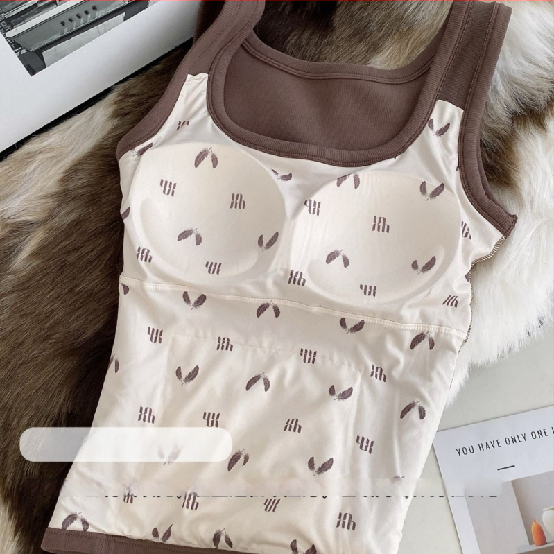 Moteriška termo liemenė su krūtinės pagalvė, dviejų sluoksnių poliesteris, velveto įdėklas, U formos kaklas, be rankovių