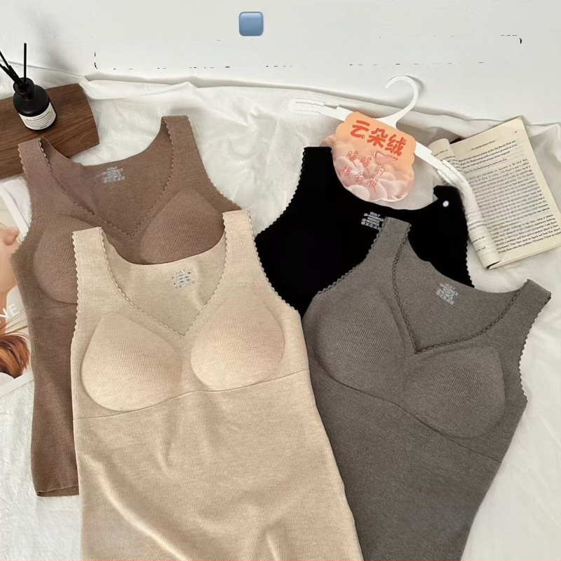 Demiri terminė liemenė su integruota puodelio dalimi, V kaklo iškirptė, velūrinė nėriniai patchwork, mišri medžiaga, 181–200 g/m²