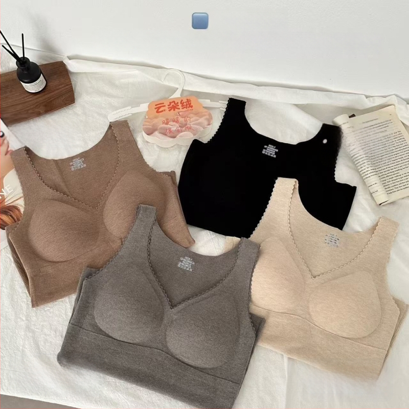 Demiri terminė liemenė su integruota puodelio dalimi, V kaklo iškirptė, velūrinė nėriniai patchwork, mišri medžiaga, 181–200 g/m²