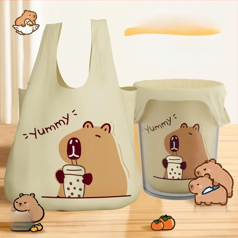 Naminiai šiukšlių maišai su kapibara karikatūriniu dizainu, didelis talpa, spausdintas logotipas, galima pritaikyti