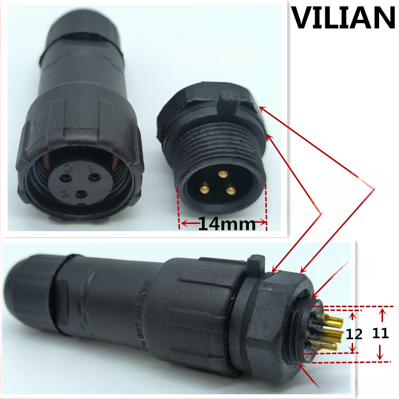 M14 водоустойчив авиационен конектор — щепсел и гнездо, 2–8 полюса, 220V, AC/DC интерфейс, медни контакти