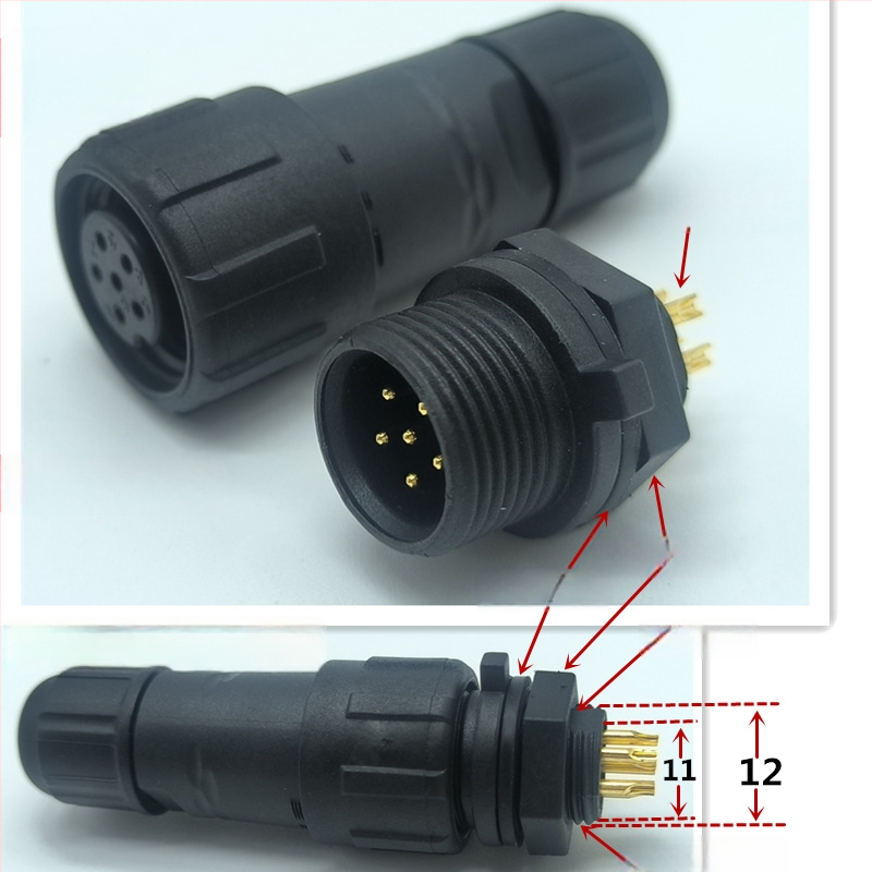 M14 водоустойчив авиационен конектор — щепсел и гнездо, 2–8 полюса, 220V, AC/DC интерфейс, медни контакти