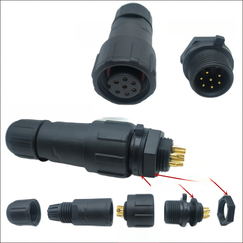 M14 водоустойчив авиационен конектор — щепсел и гнездо, 2–8 полюса, 220V, AC/DC интерфейс, медни контакти