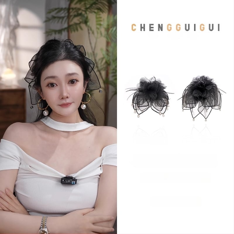 Поликарбонатен клип за коса с цветя и пера, ръчно изработен, луксозен стил и модерен аксесоар за коса