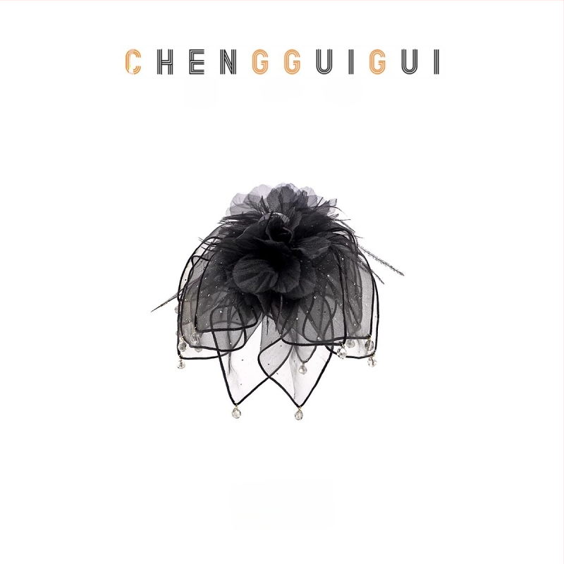 Поликарбонатен клип за коса с цветя и пера, ръчно изработен, луксозен стил и модерен аксесоар за коса