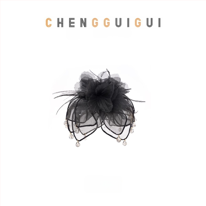 Поликарбонатен клип за коса с цветя и пера, ръчно изработен, луксозен стил и модерен аксесоар за коса