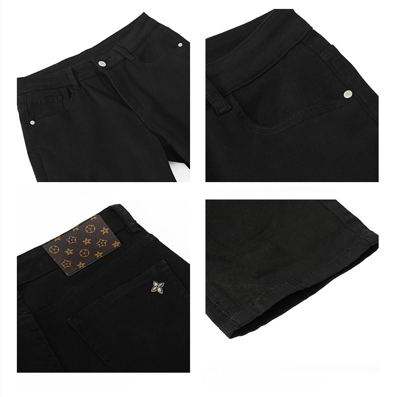 Ανδρικά τζιν από ντένιμ: μεσαία μέση, ελαστικό, ίσια γραμμή, φερμουάρ, καθημερινή χρήση